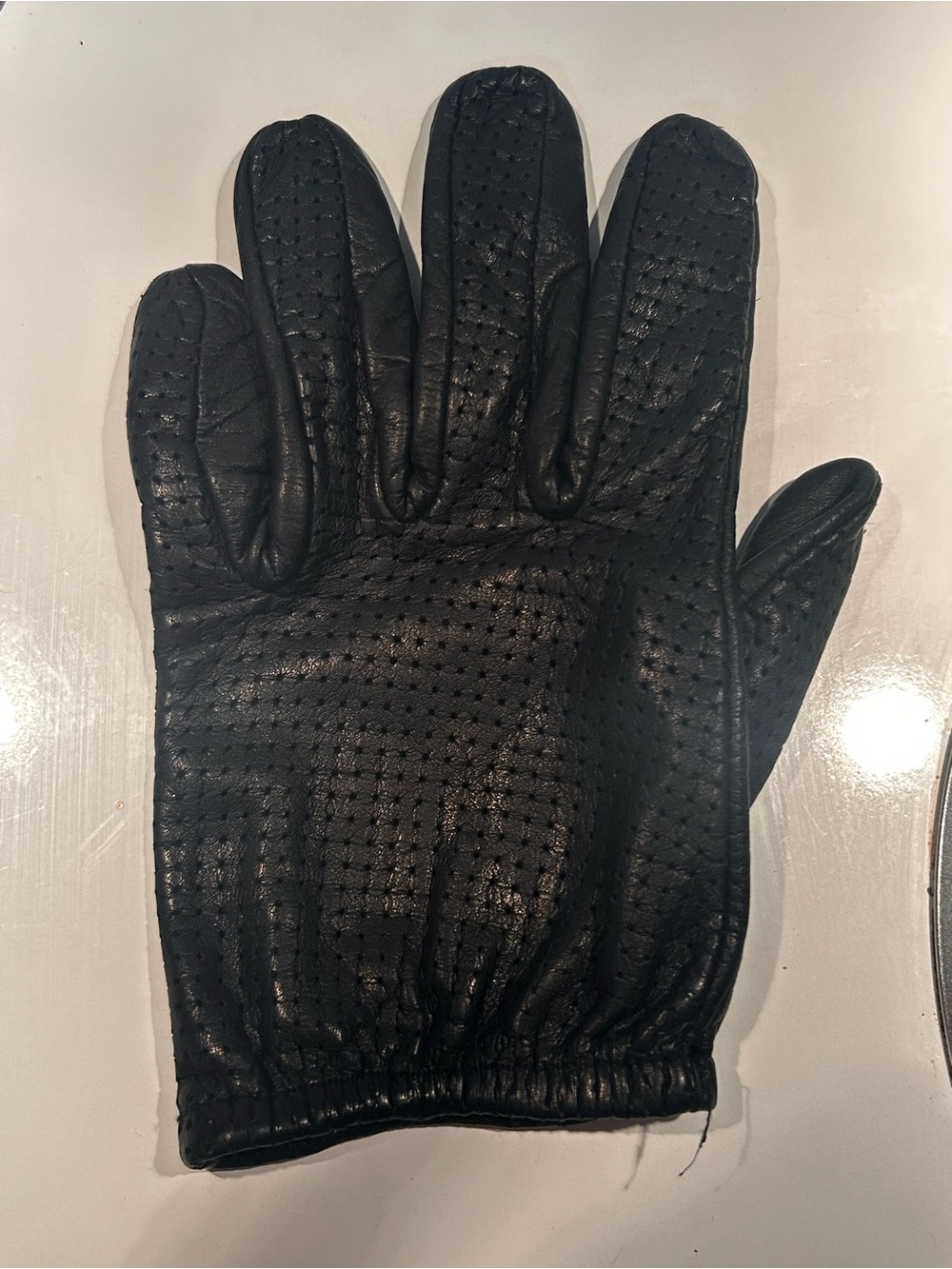 Men's or Women’s Black Perforated Leather Gloves - Classic Driving Style